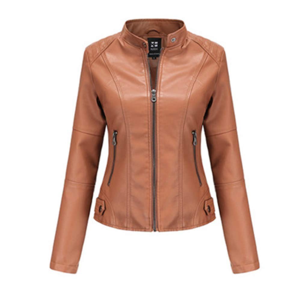 Куртка мотоциклетная DISSA PN767 Женская из искусственной кожи Slim Zip с воротником-стойкой короткая, фото №4