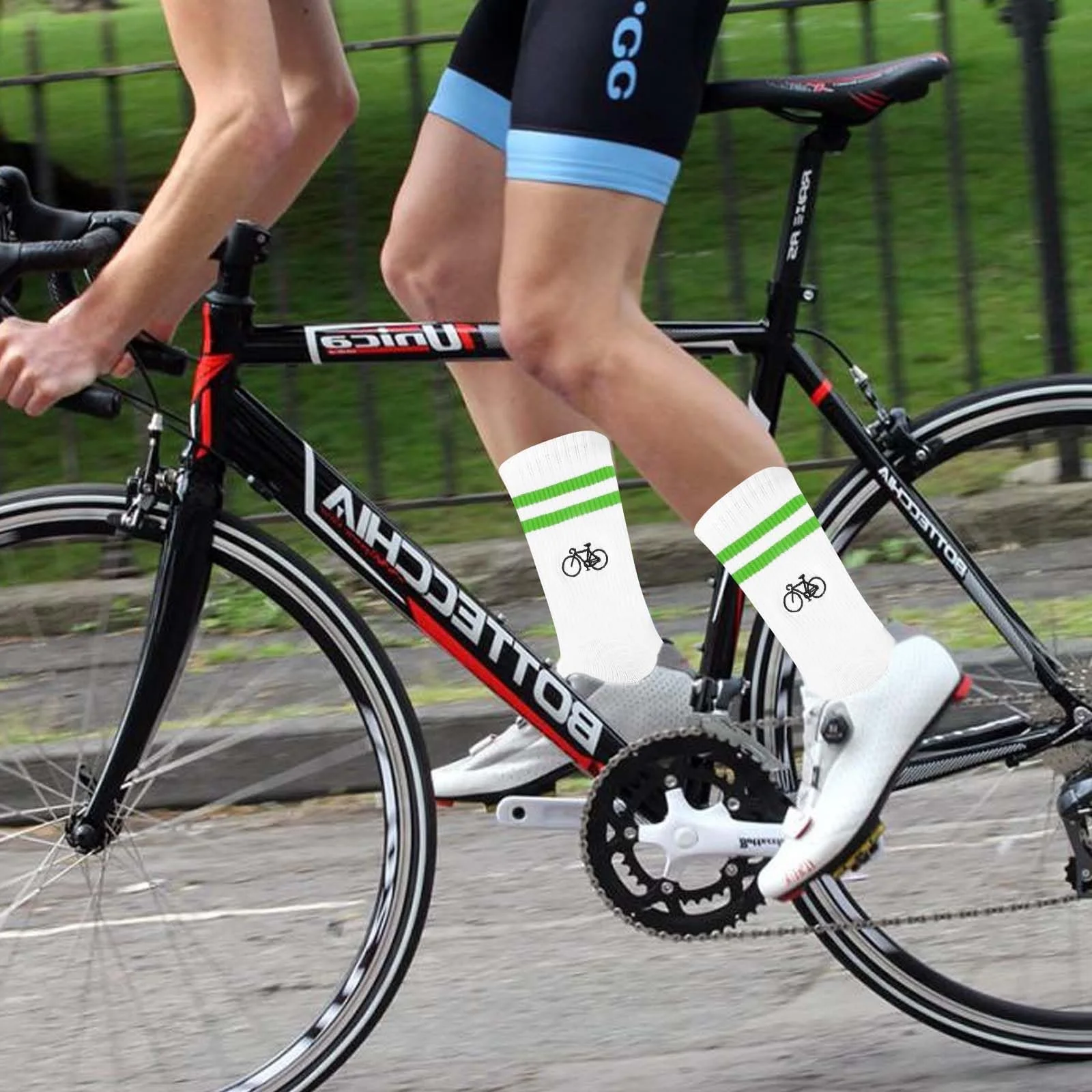 Женские велосипедные носки Белый с велосипедным мотивом, фото №6