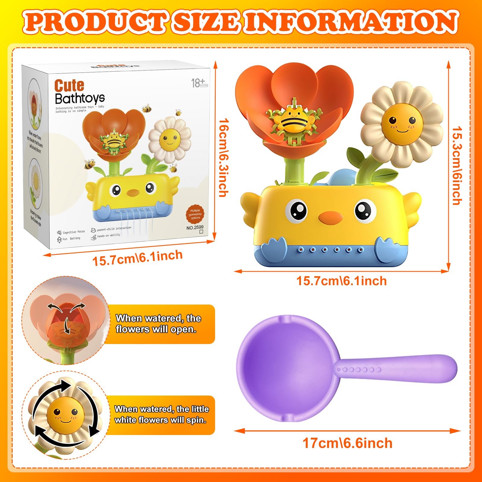 Игрушка для ванны Duck Цветы и пчелы для детей, фото №2