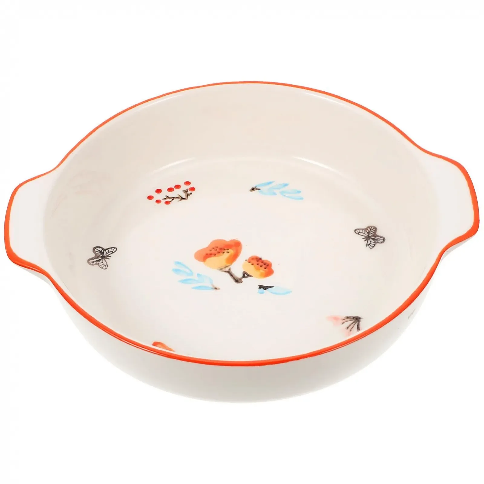 Форма для запікання керамічна кругла з ручками з візерунком, фото №1 Форма для запікання керамічна кругла з ручками з візерунком, фото №1