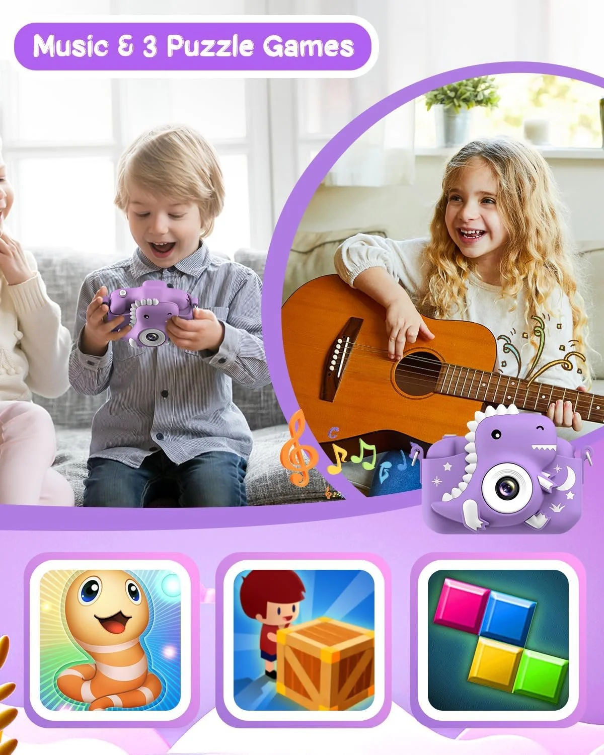 Дитячий фотоапарат GREENKINDER / 2" / 20 MP / Full HD / 32GB SD Card / Фіолетовий, фото №4