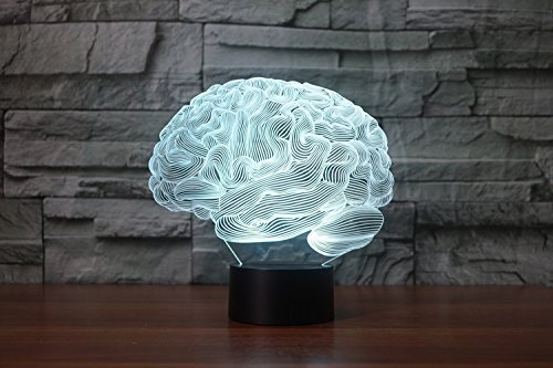 3D лампа EONANT 3D ночные светильники LED USB сенсорные 7 цветов иллюзия для комнаты детей декор (мозг), фото №5