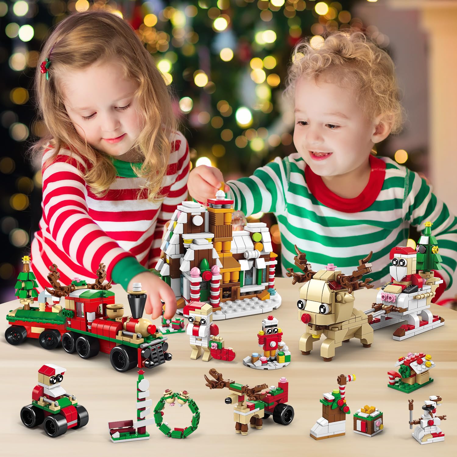 Набір HOGOKIDS Різдвяний Конструктор 28-в-1 з LED Світлом, фото №4