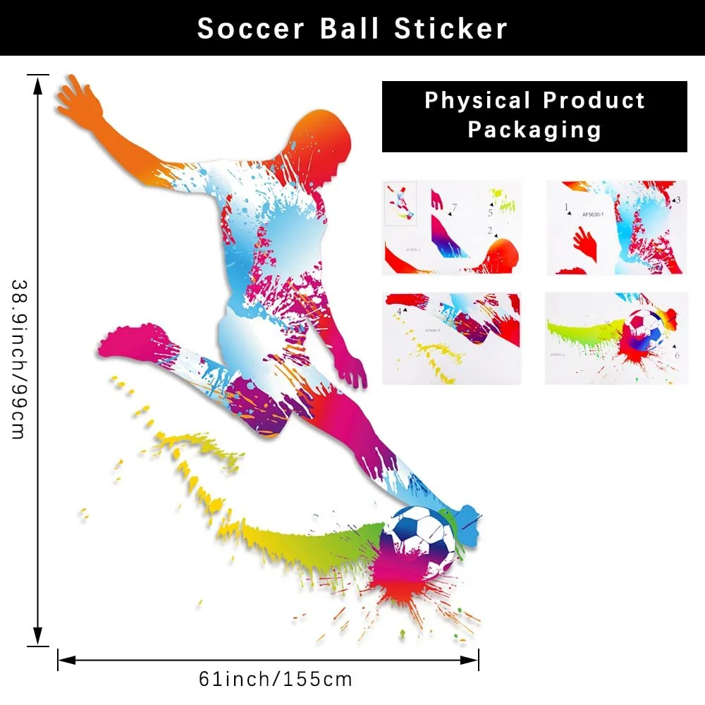 Наклейка для стін LZYMSZ Football Football Player Kick 99 x 155 см (F), фото №2