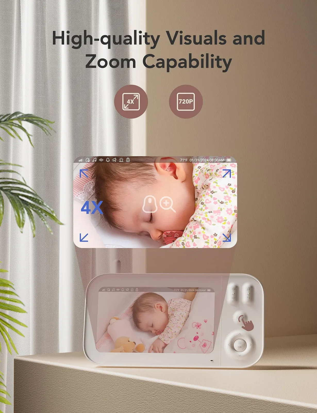 Відеоняня Nooie 5" 720P HD 4000 mAh Pan Tilt Zoom, фото №5