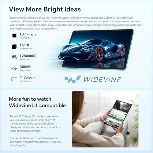 Планшет TECLAST P30 10.1" (4+8)/128Гб Android 14 Черный-голубой, фото №5 Планшет TECLAST P30 10.1" (4+8)/128Гб Android 14 Черный-голубой, фото №5