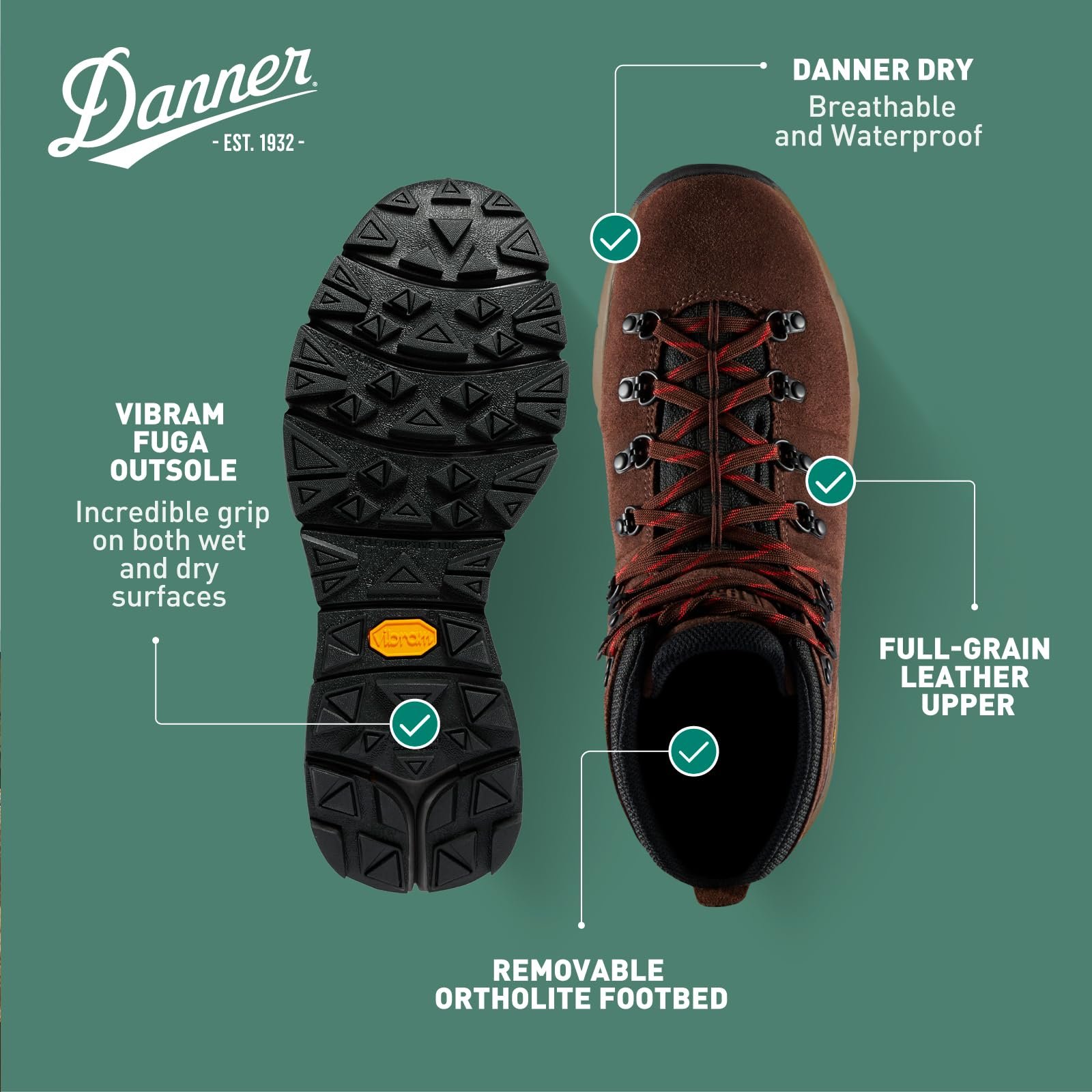 Черевики Danner Mountain 600 4.5-inch Коричневий/Червоний, фото №4