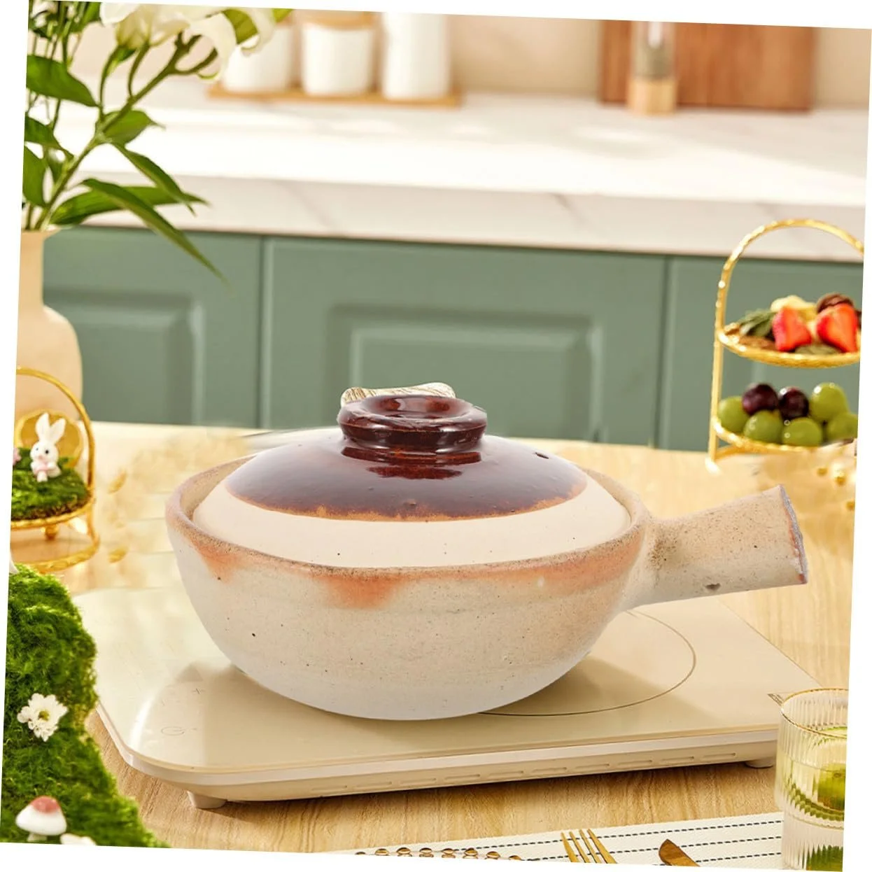 Ківш керамічний з кришкою антипригарний для смаження та тушкування, фото №8