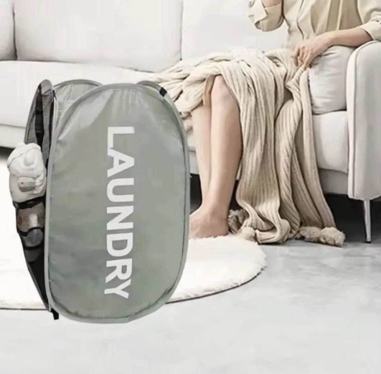 Універсальний кошик-чохол для прання і зберігання білизни 1 шт Оливковий, фото №5