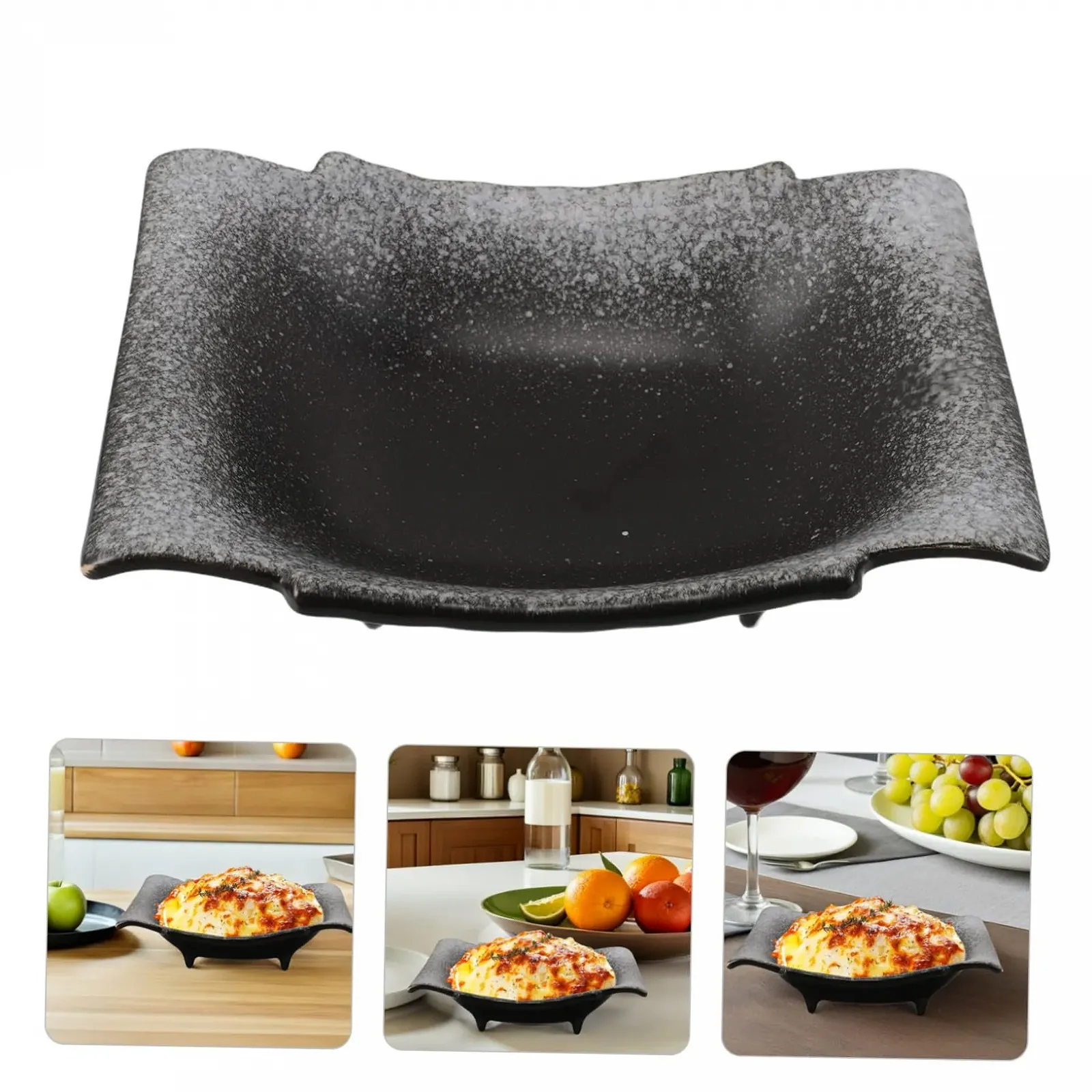 Форма для запекания керамическая прямоугольная в японском стиле с ручками термостойкая для лазаньи и жаркого, фото №9