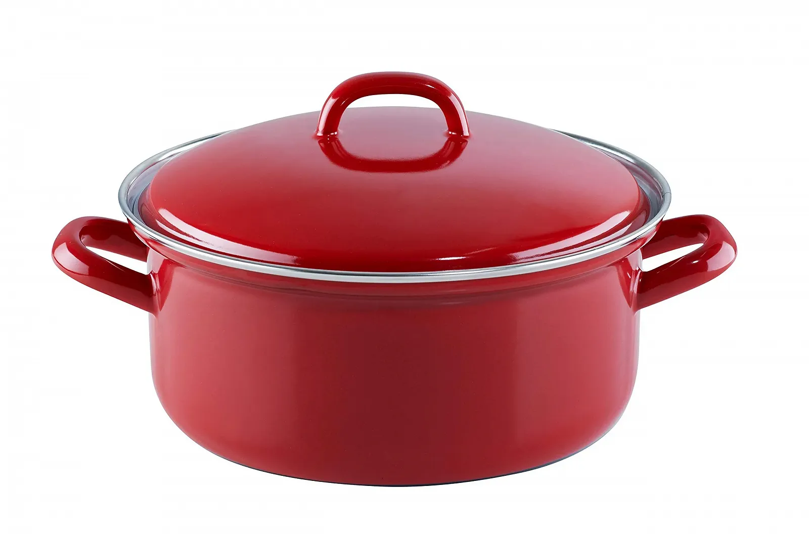 Кастрюля с крышкой Riess 0129-030 18 cm 1.5 л Эмалированная Красная белая Индукция, фото №1