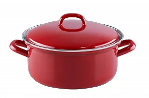 Кастрюля с крышкой Riess 0129-030 18 cm 1.5 л Эмалированная Красная белая Индукция - Фото 1
