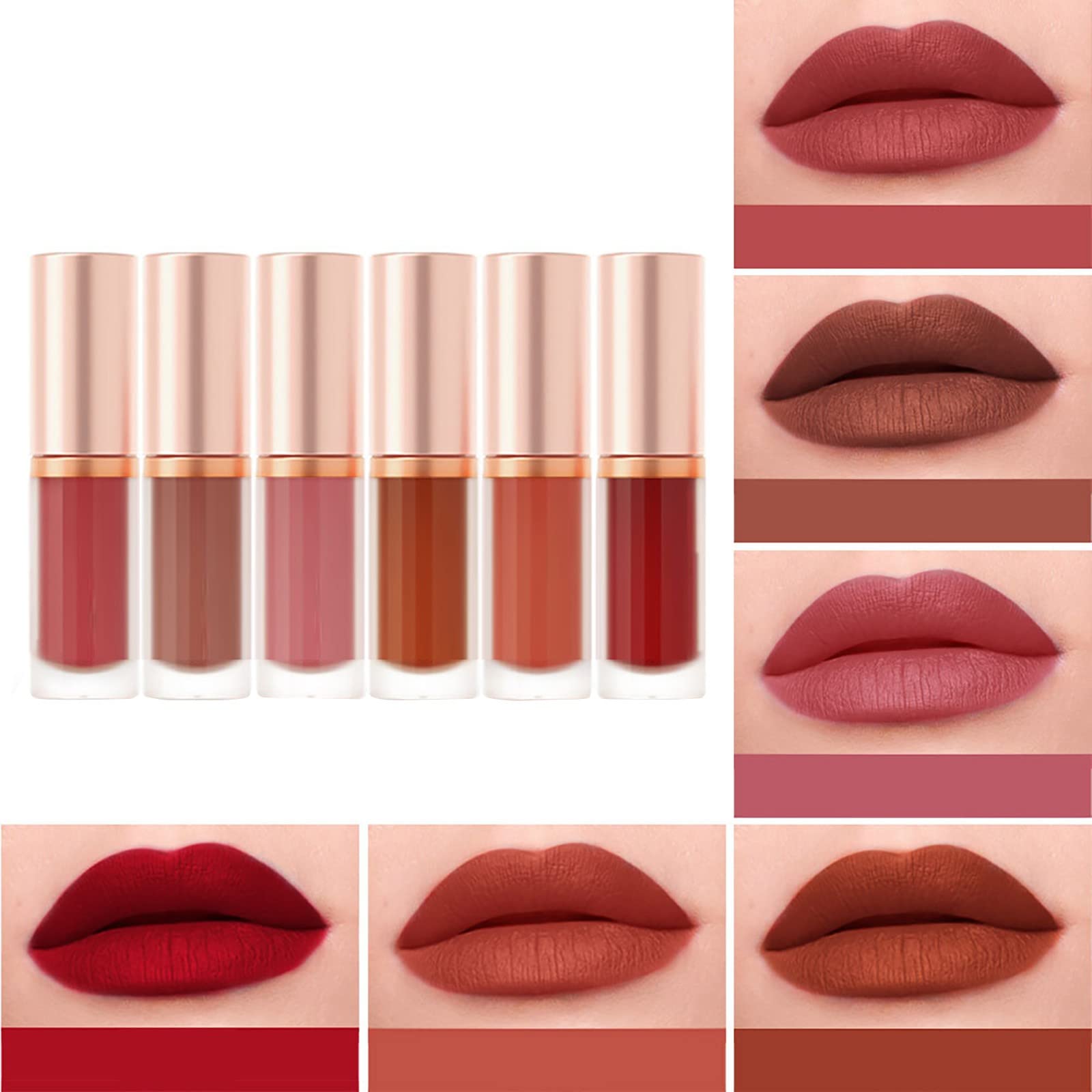 Набір блисків для губ 6 шт. Velours, стійкий, з ефектом серпанку, високопігментований, фото №3