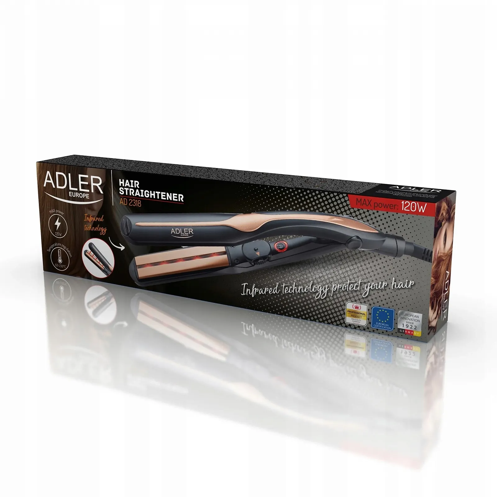 Випрямляч для волосся Adler AD 2318 2в1 з інфрачервоною технологією та керамічними пластинами 150-230°C, фото №2 Випрямляч для волосся Adler AD 2318 2в1 з інфрачервоною технологією та керамічними пластинами 150-230°C, фото №2