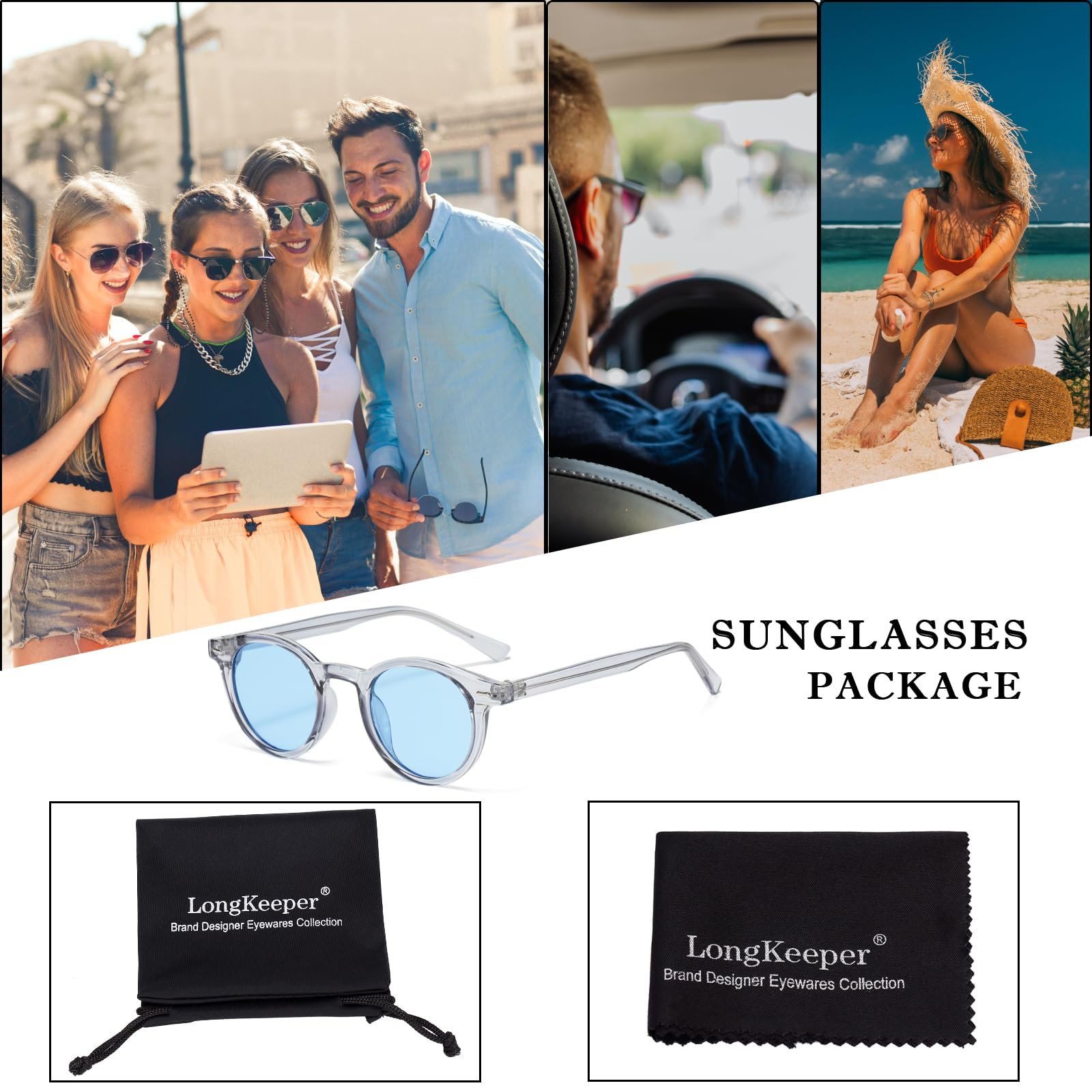 Винтажные круглые солнцезащитные очки Long Keeper для женщин и мужчин, классический унисекс стиль, защита UV400, фото №6