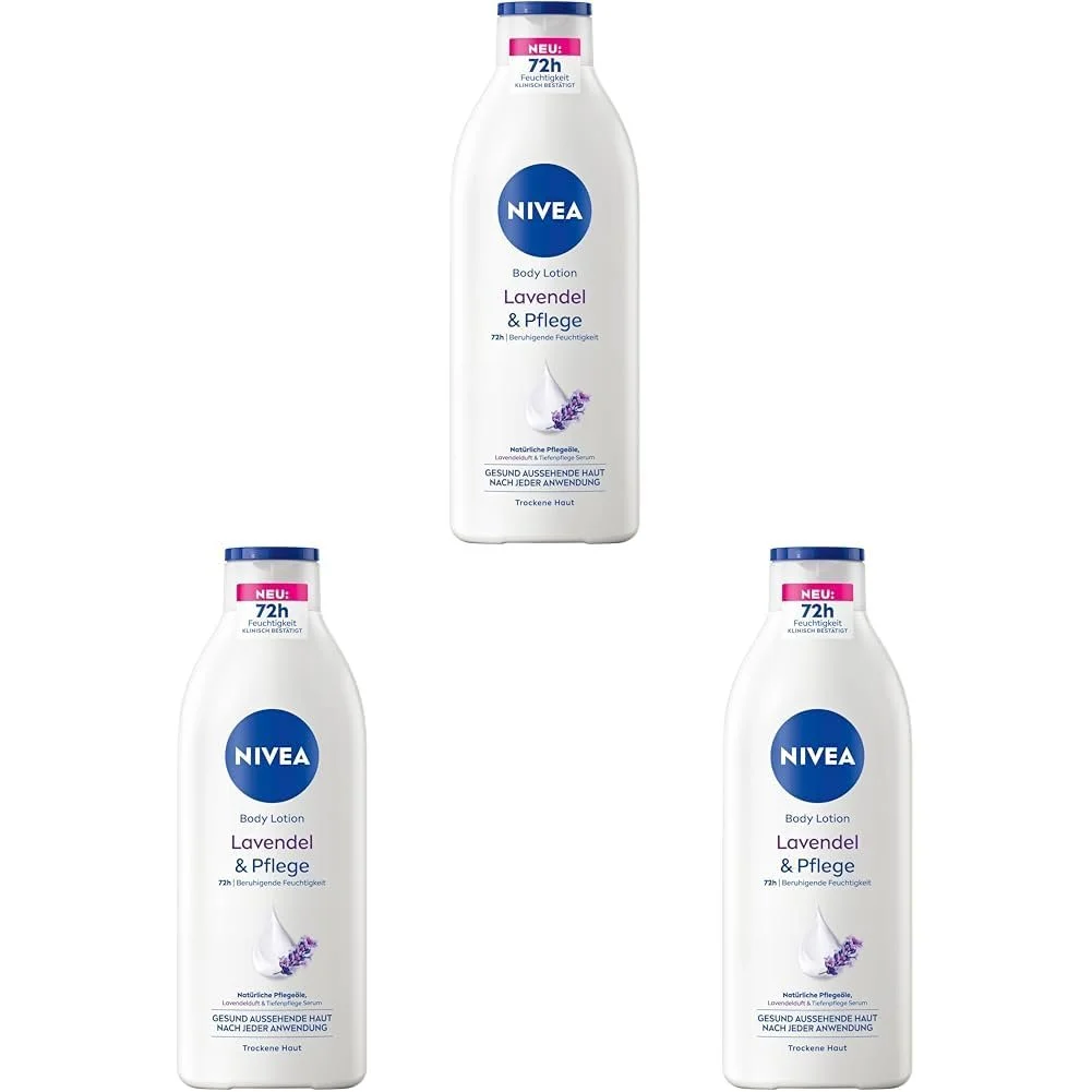 Лосьон для тела NIVEA Lavender & Care, крем для тела с ароматом лаванды и сывороткой Deep Care для увлажнения в течение 72 часов, лосьон для тела с маслами натурального происхождения 400 мл (3 шт. в упаковке), фото №1 Лосьон для тела NIVEA Lavender & Care, крем для тела с ароматом лаванды и сывороткой Deep Care для увлажнения в течение 72 часов, лосьон для тела с маслами натурального происхождения 400 мл (3 шт. в упаковке), фото №1