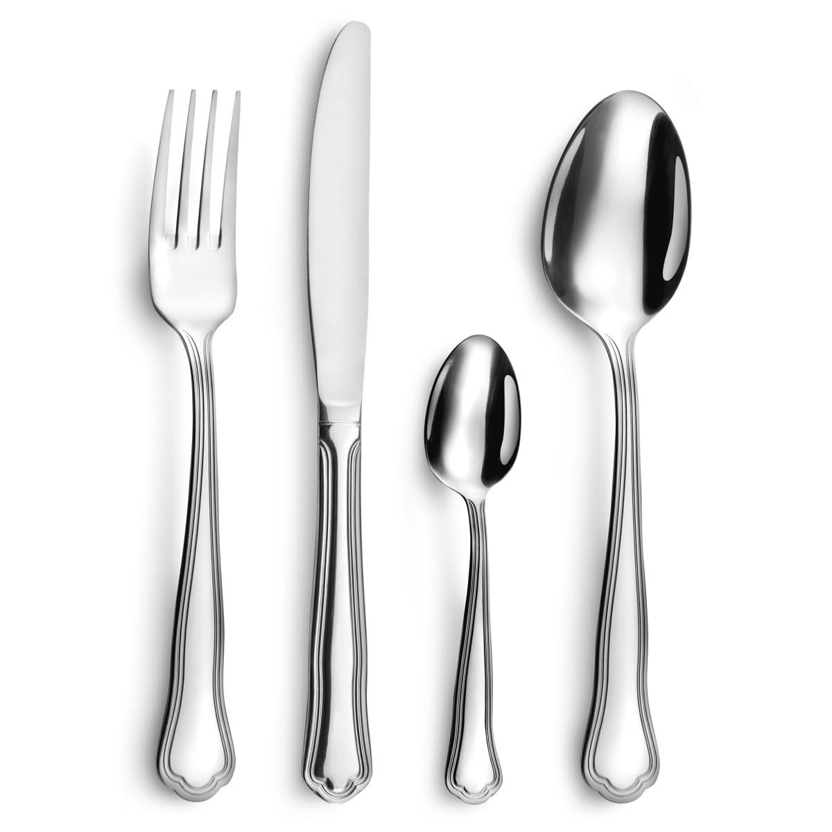 Набор столовых приборов Amefa Contour Urfe Classic с тонкой декоративной линией, на 6 персон, полированная нержавеющая сталь, 24 предмета, фото №1 Набор столовых приборов Amefa Contour Urfe Classic с тонкой декоративной линией, на 6 персон, полированная нержавеющая сталь, 24 предмета, фото №1