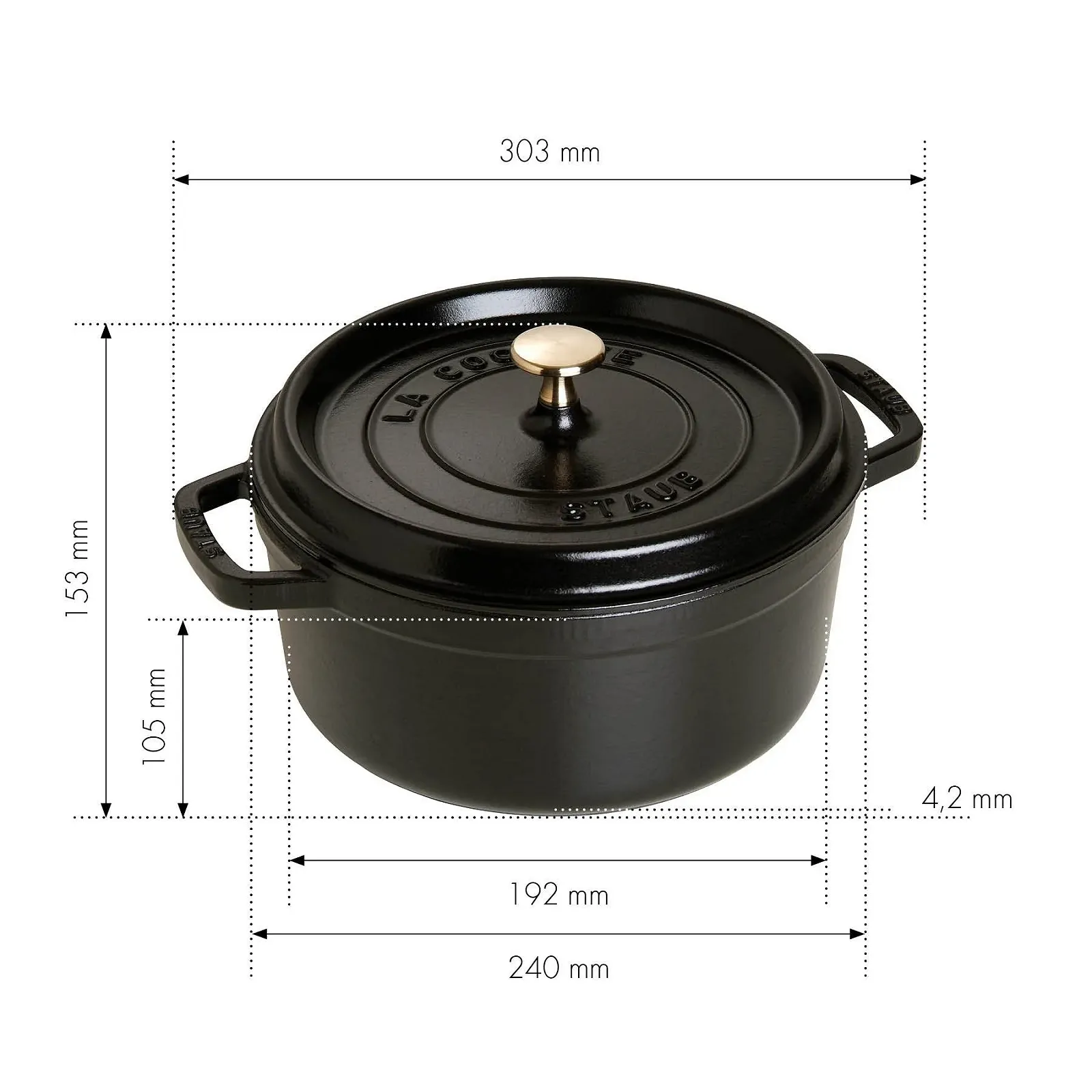 Гусятниця Staub 1102285 кругла з кришкою 22 см 2.6 л Matt Black емальована, фото №8