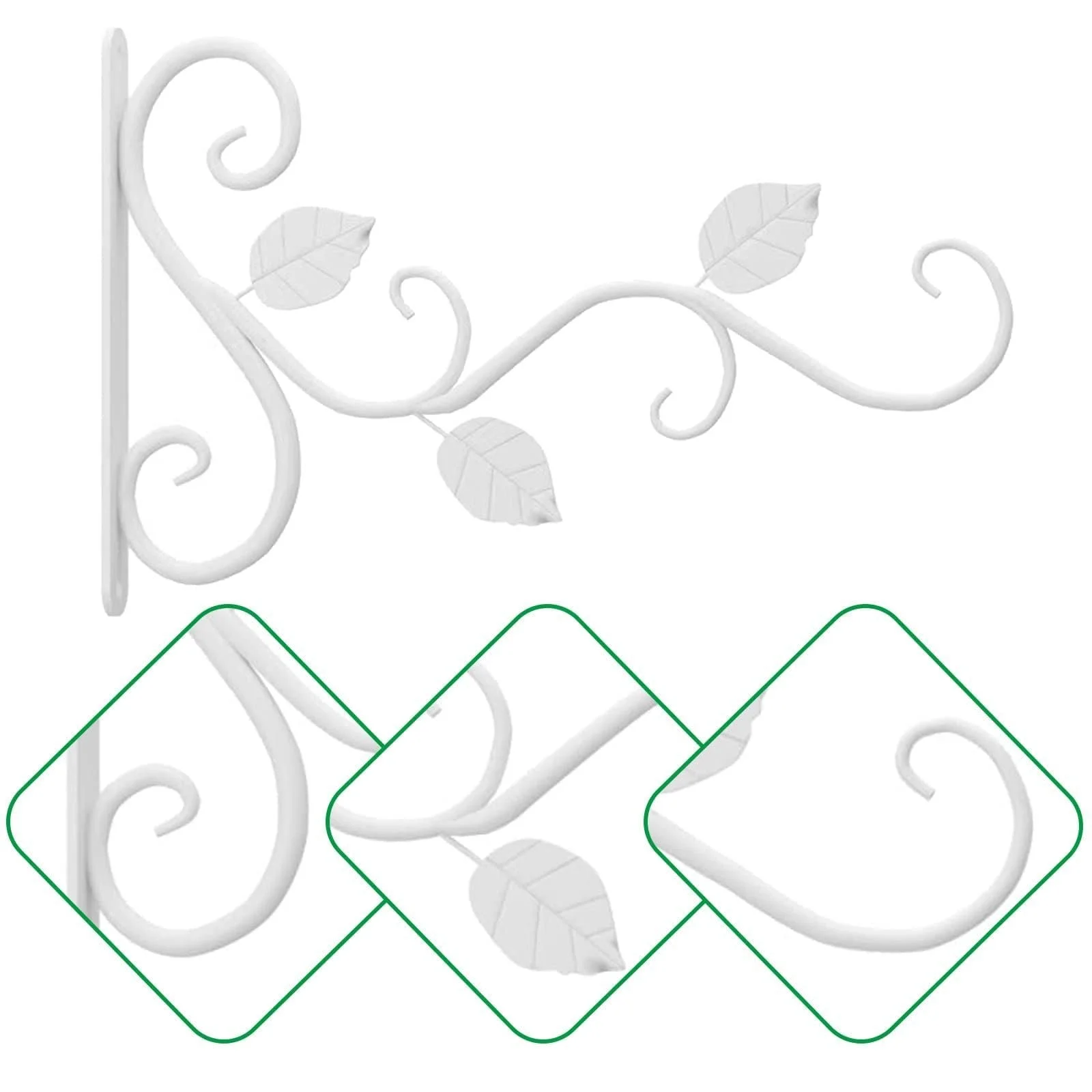 Настенный кронштейн для подвесных корзин набор из 2 шт. металл Белый, фото №3