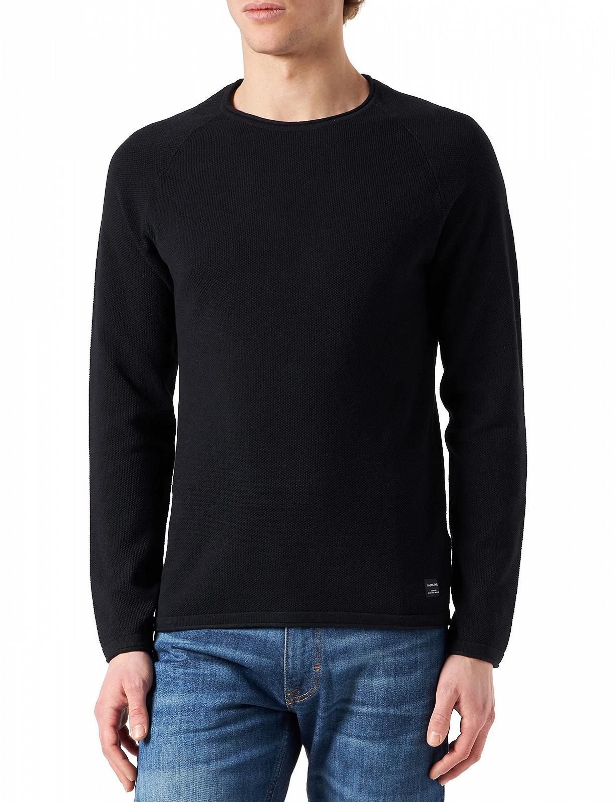 В'язаний пуловер JACK & JONES JJEHILL, чоловічий, з круглим вирізом, базовий, з довгими рукавами, бавовняна сорочка, фото №1
