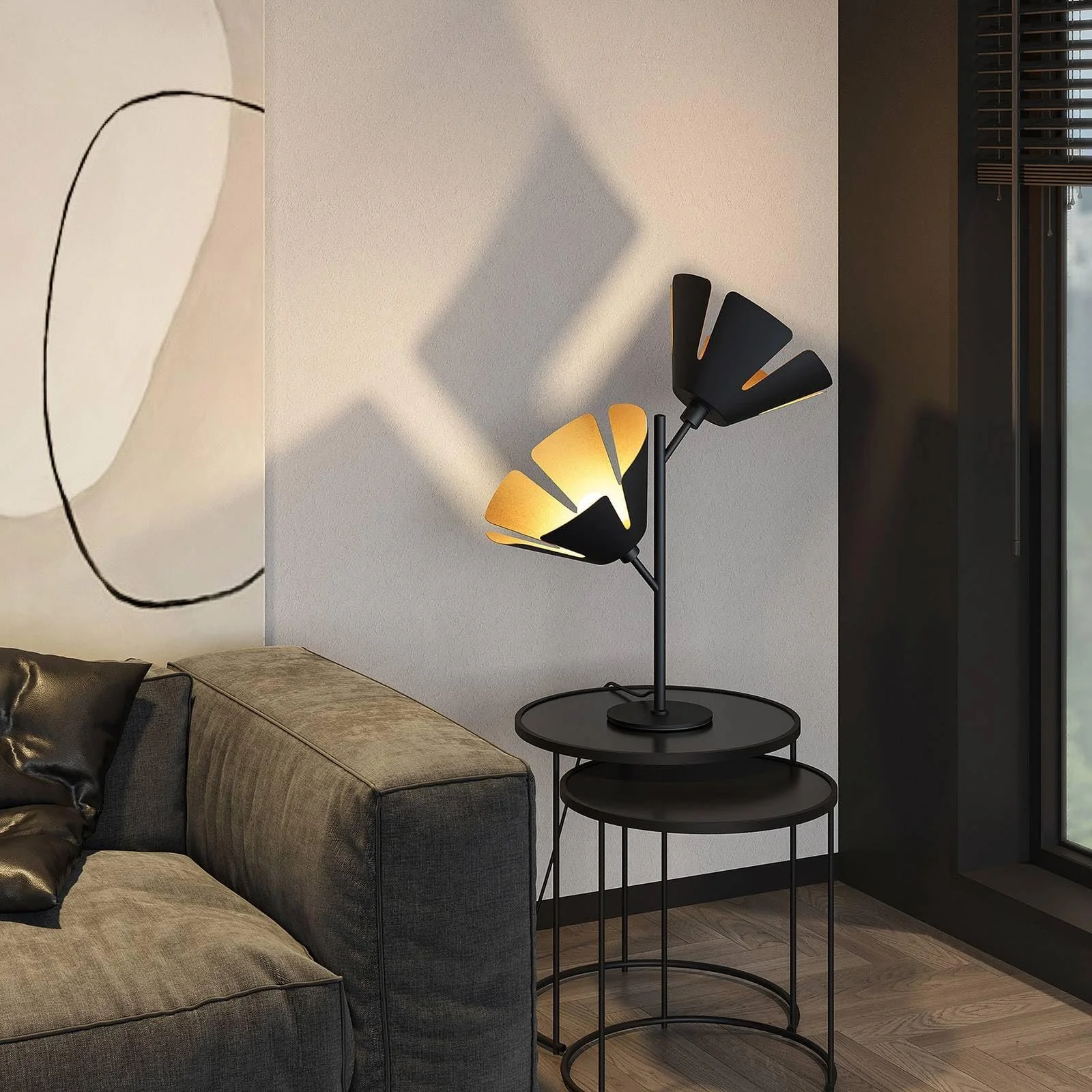 Настільна лампа Lucande Jemmily 2x E14 Чорний алюміній, фото №3