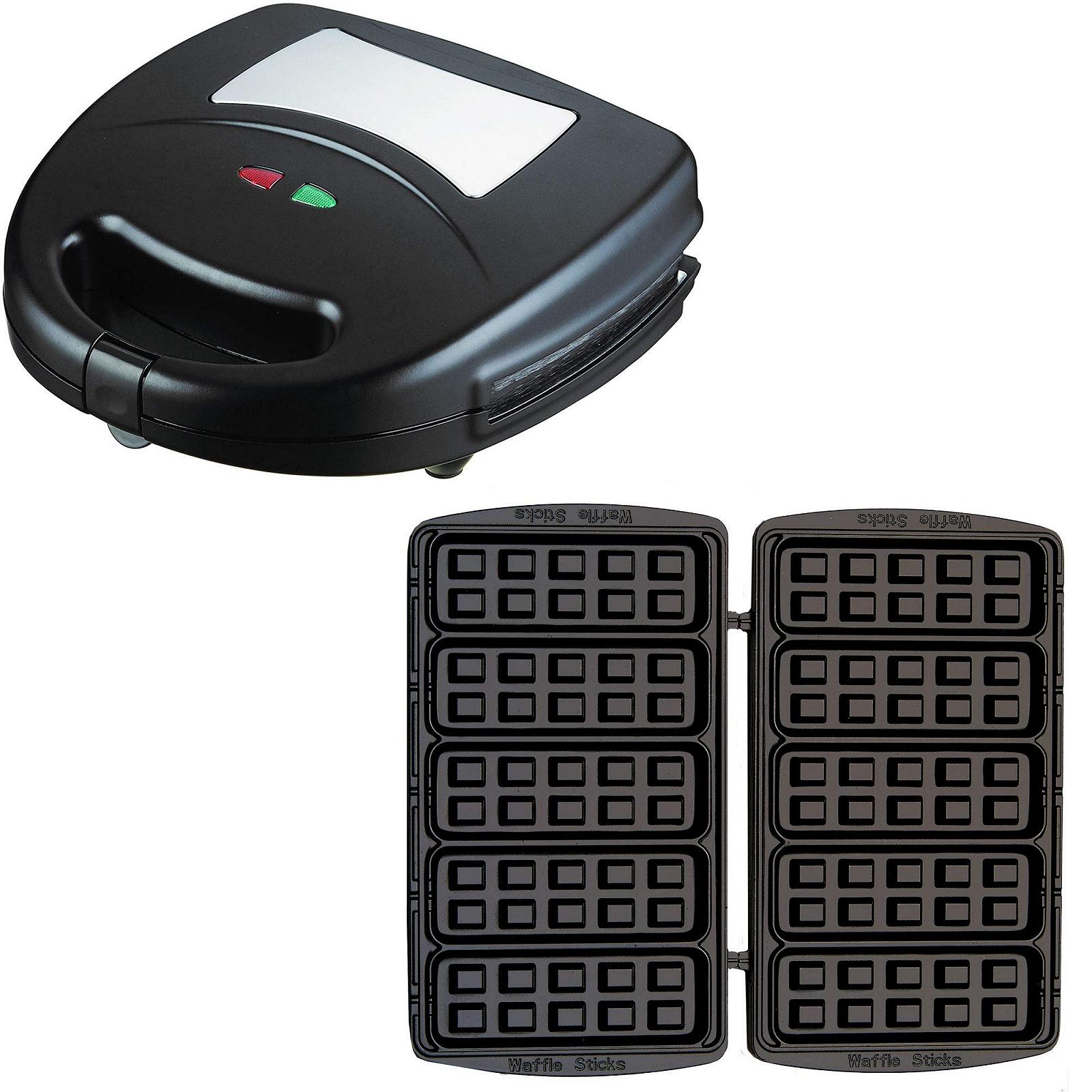 Вафельница Syntrox Germany SM-1300W со съемными пластинами, черная с нержавеющей сталью, фото №1