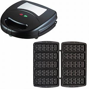 Вафельница Syntrox Germany SM-1300W со съемными пластинами, черная с нержавеющей сталью - Фото 1