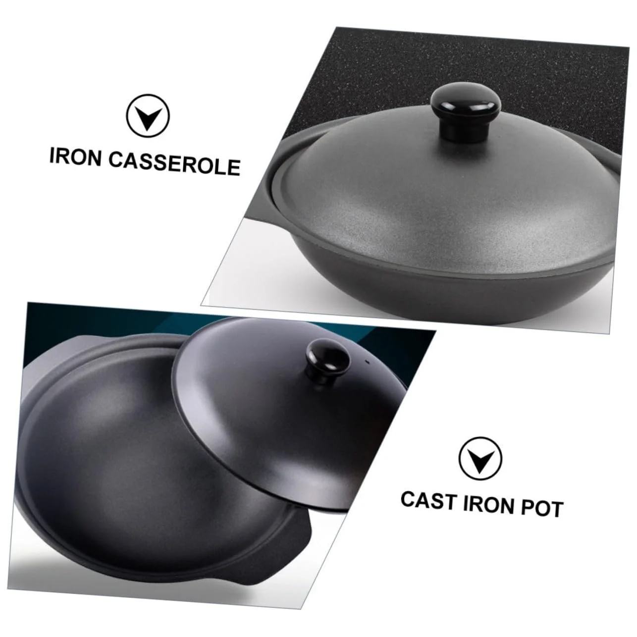 Каструля чавунна 22 cm з кришкою антипригарна, фото №6