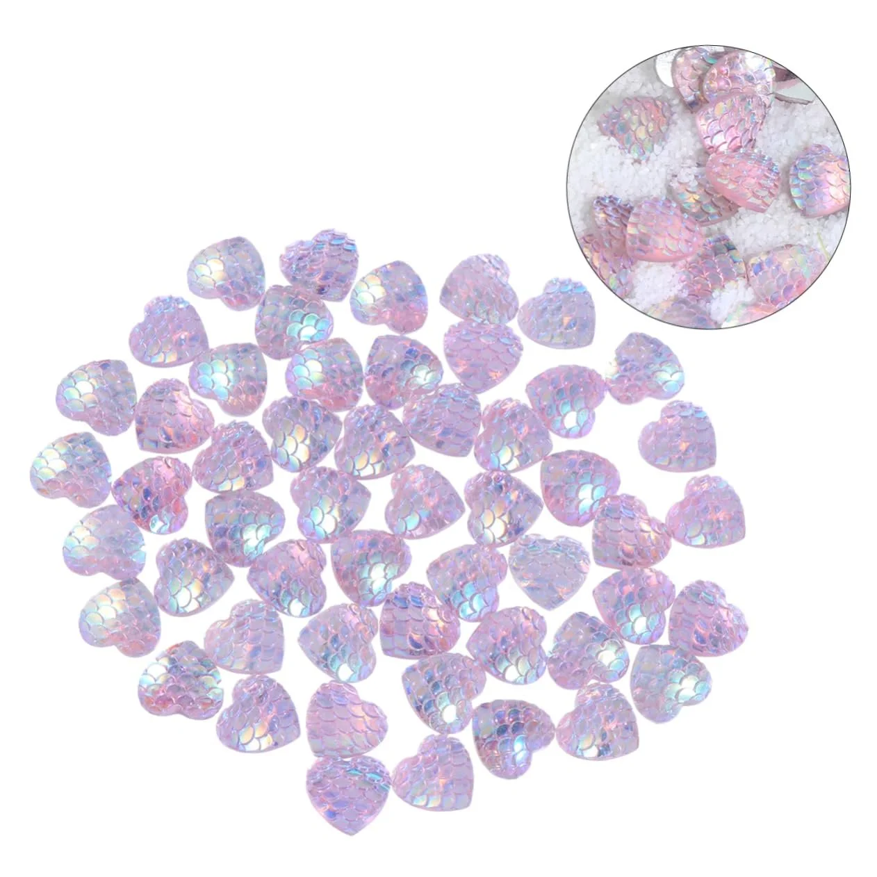 Стразы Круглые NUOBESTY 150 шт. Бледно-розовые AB сердца, фото №8