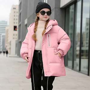 Зимняя куртка для девочек-подростков Generisch, детская 140, длинная стеганая куртка, легкая переходная куртка на подкладке, водонепроницаемая пуховая куртка 90-150 synthetic.ua - Фото 1