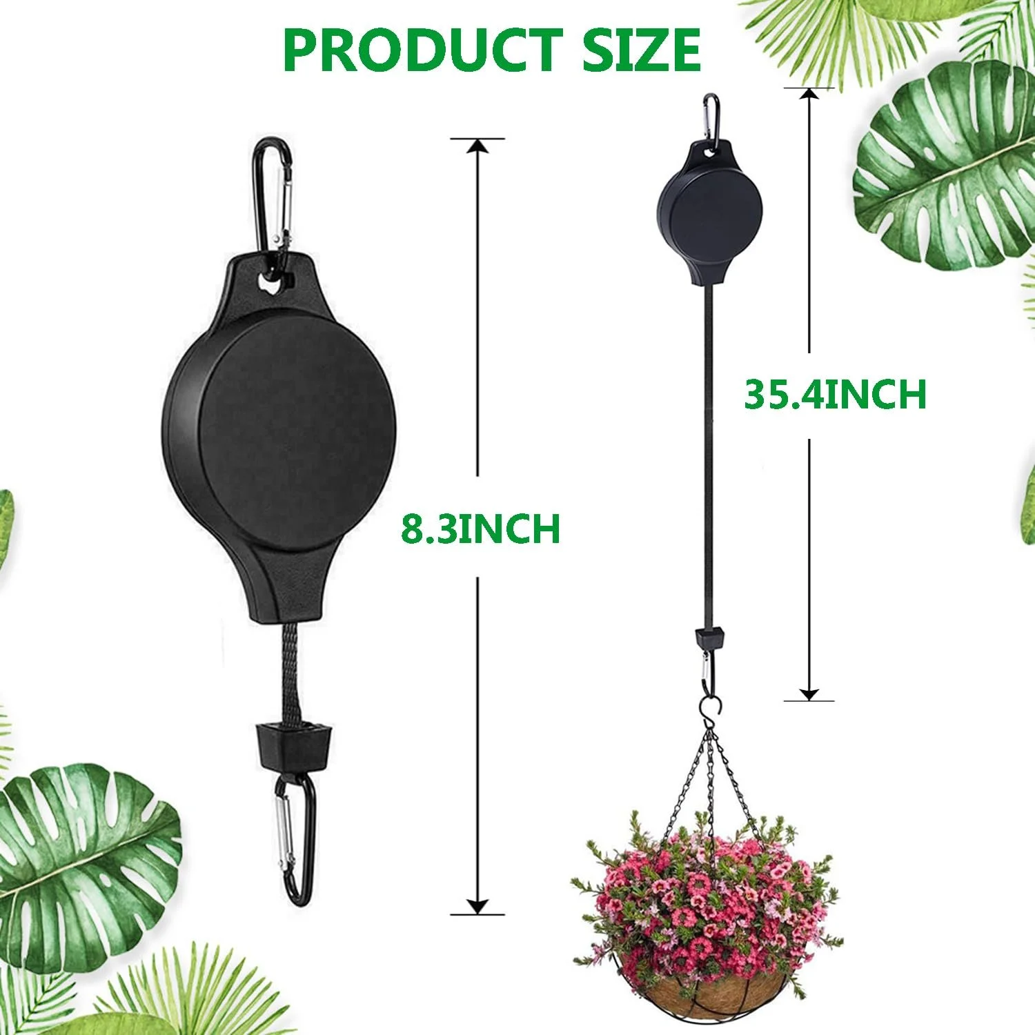 Набір висувних тримачів для рослин 2 шт. Регульований гачок 35 дюймів, фото №2 Набір висувних тримачів для рослин 2 шт. Регульований гачок 35 дюймів, фото №2
