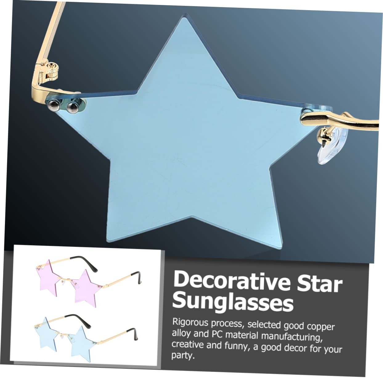 Сонцезахисні окуляри VALICLUD Зіркові сонцезахисні окуляри Без оправи Різні кольори, фото №7