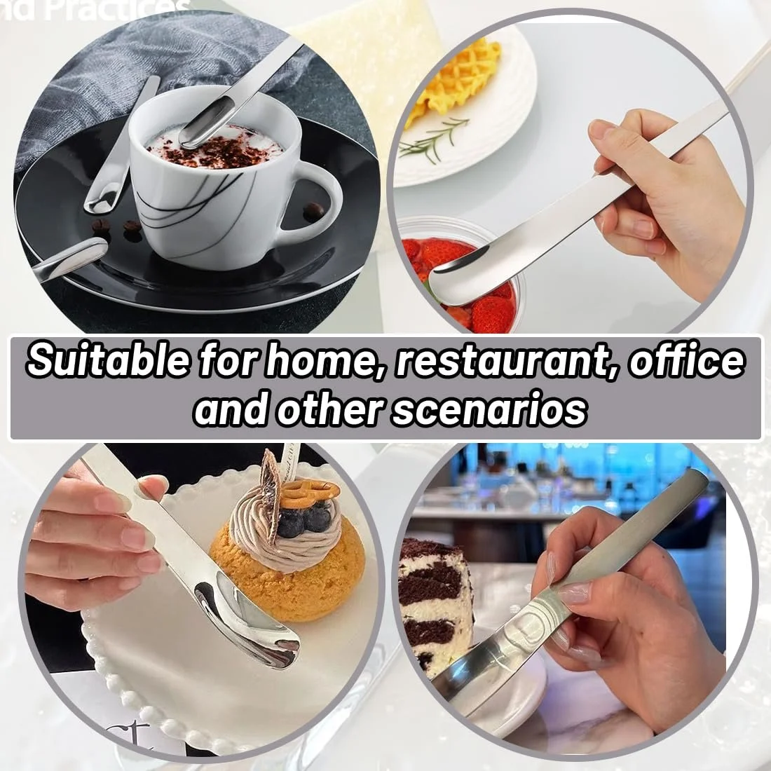 Десертна ложка з нержавіючої сталі для кави, чаю, джему, морозива, йогурту 2,3 см x 15 см (6 штук), фото №5