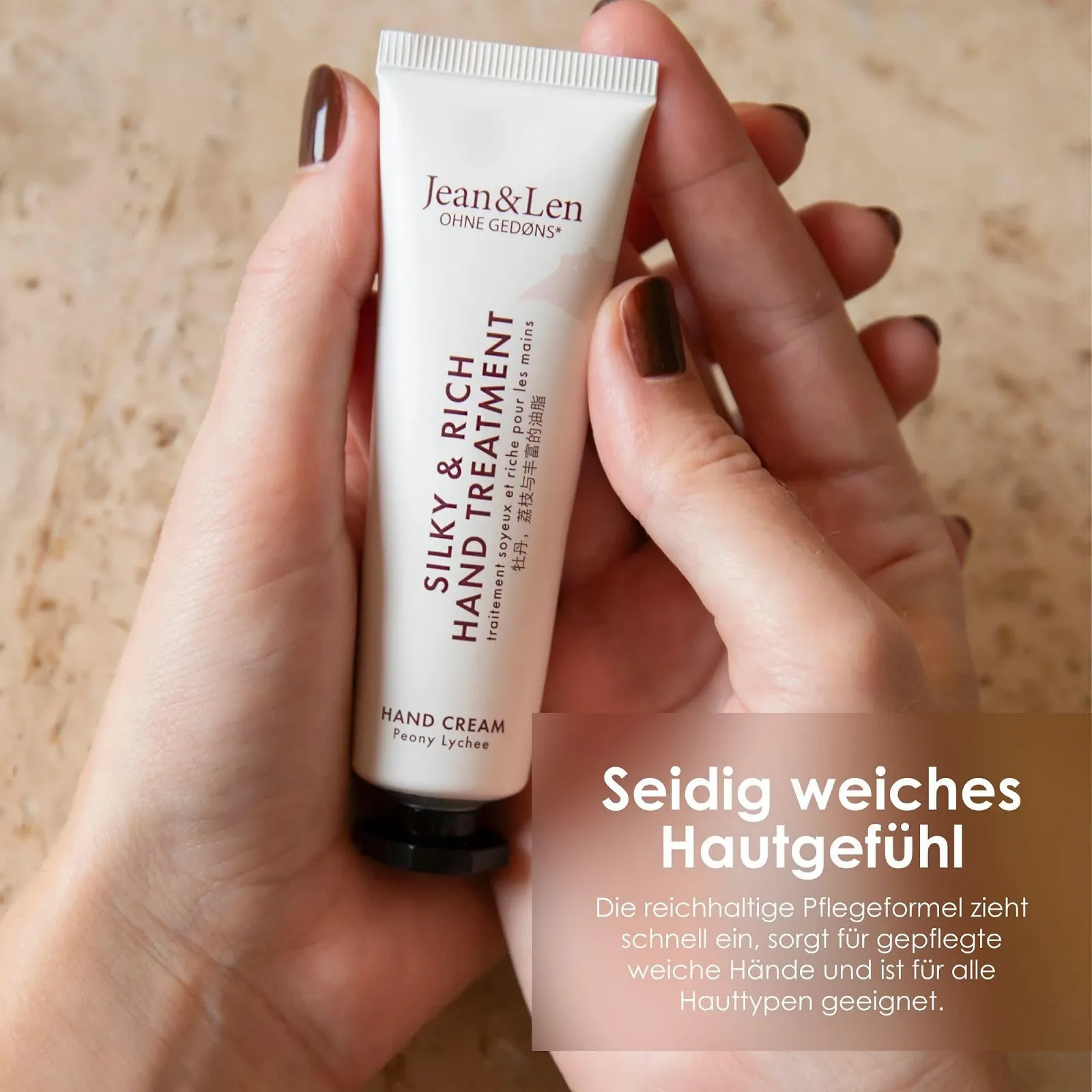 Крем для рук Jean & Len Mini Silky & Rich Treatment Півонія & Лічі, 30 мл, фото №4