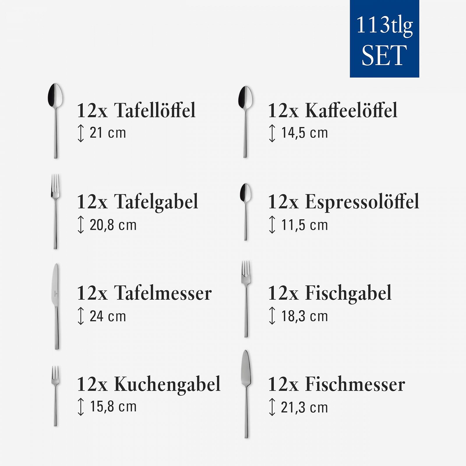 Набір столових приборів Villeroy & Boch La Classica 113 предметів Обідній, фото №3 Набір столових приборів Villeroy & Boch La Classica 113 предметів Обідній, фото №3