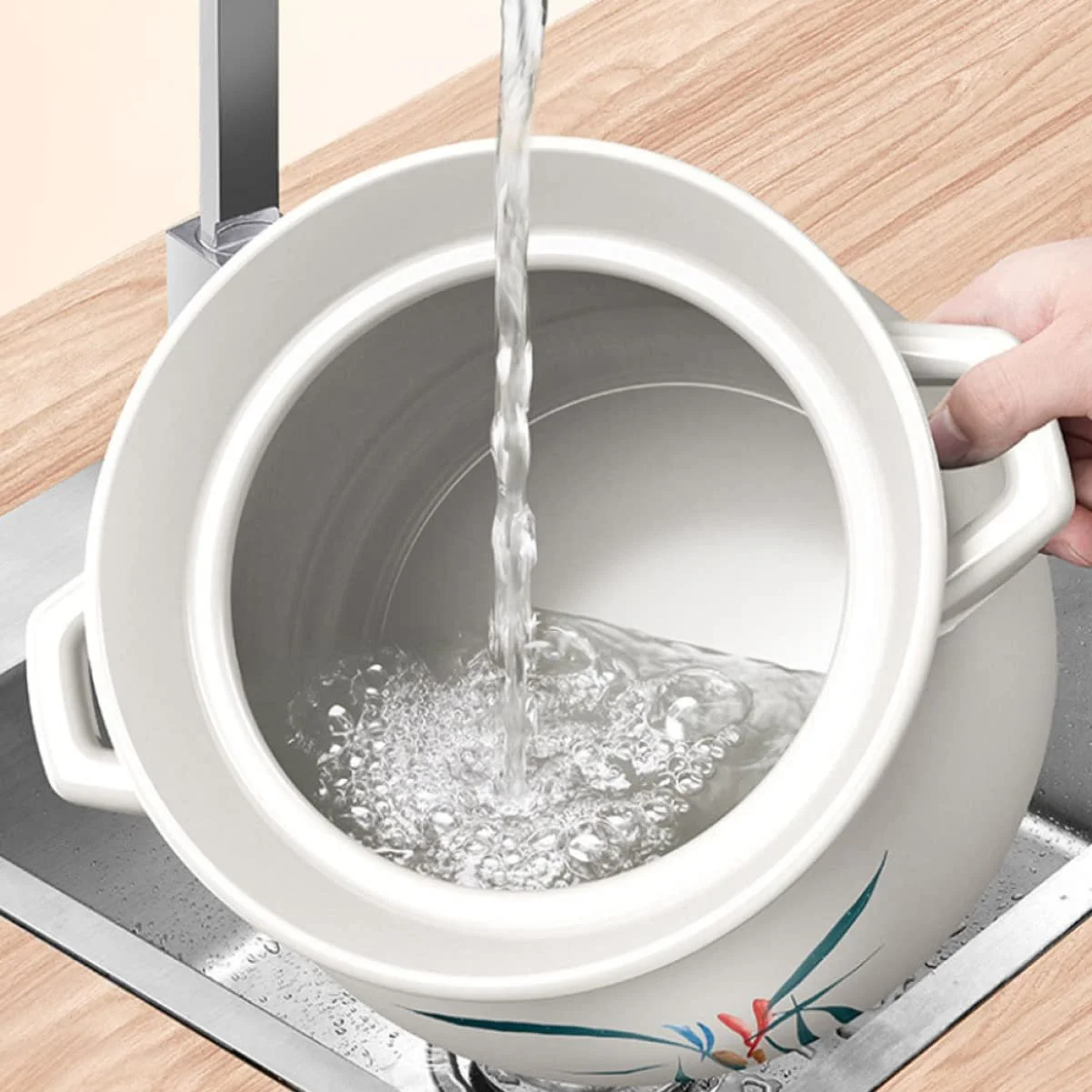 Кастрюля керамическая для супа с гладкой внутренней стенкой термостойкая, фото №5