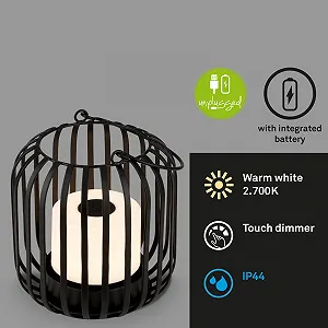 Настольная лампа BRILONER Mini LED Wireless Dimmable IP44 9 x 10 см Черный synthetic.ua - Фото 1