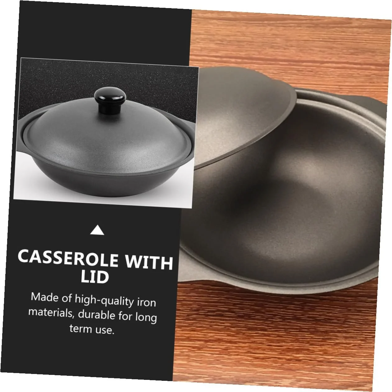 Кастрюля Gatuida чугунная с крышкой термостойкая, фото №5