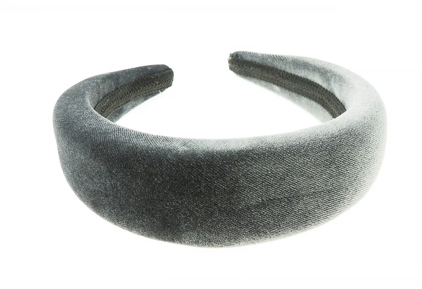 Обруч для волосся Оксамитовий широкий з підкладкою Сірий сріблястий, фото №1