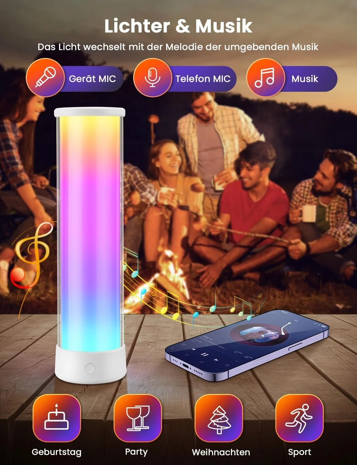 Розумна настільна лампа LED 4000 mAh акумуляторна з пультом та додатком 16 млн кольорів, фото №4