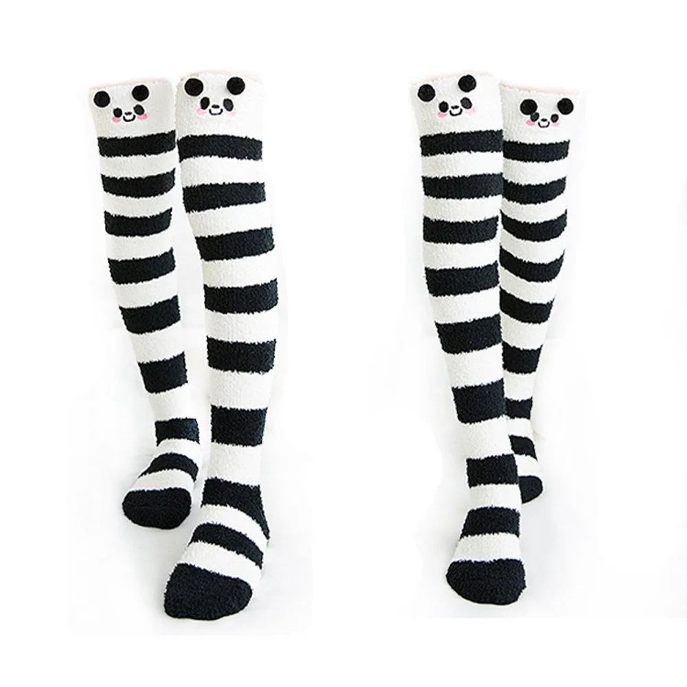 Милі високі смугасті шкарпетки з коралового флісу, фото №1 Милі високі смугасті шкарпетки з коралового флісу, фото №1