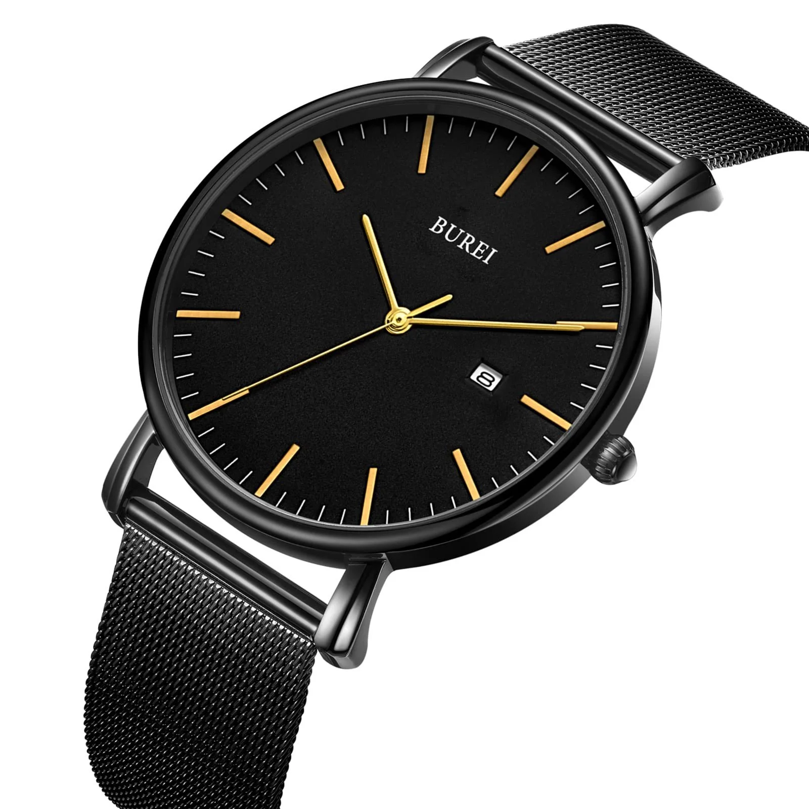 Часы мужские ультратонкие BUREI черные аналоговые с датой, японский кварцевый механизм, фото №2 Часы мужские ультратонкие BUREI черные аналоговые с датой, японский кварцевый механизм, фото №2
