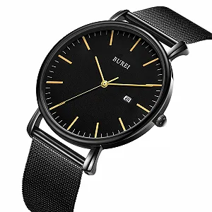 Часы мужские ультратонкие BUREI черные аналоговые с датой, японский кварцевый механизм synthetic.ua - Фото 1