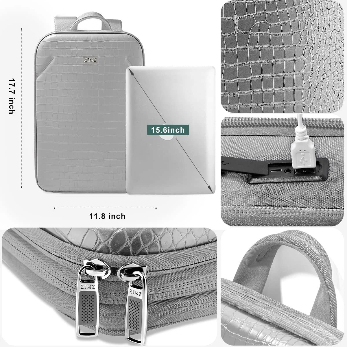 Рюкзак для ноутбука ZINZ Slim G02Y01 15.6 дюймов переменная емкость водонепроницаемый противокражный, фото №6