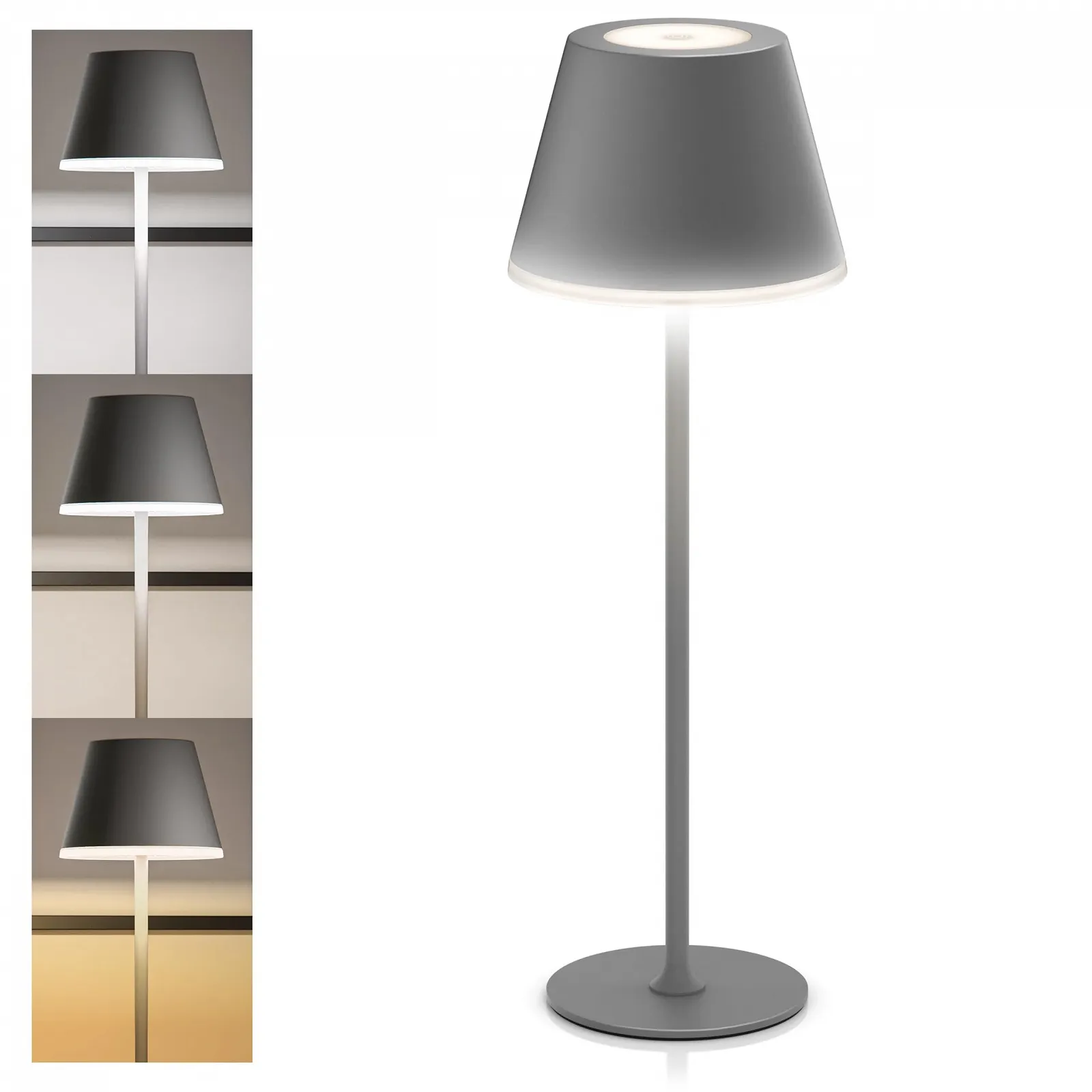 Настольная лампа CSL LED Аккумуляторная Бездротовая Сенсорная Димер Металл IP54 Антрацит, фото №1