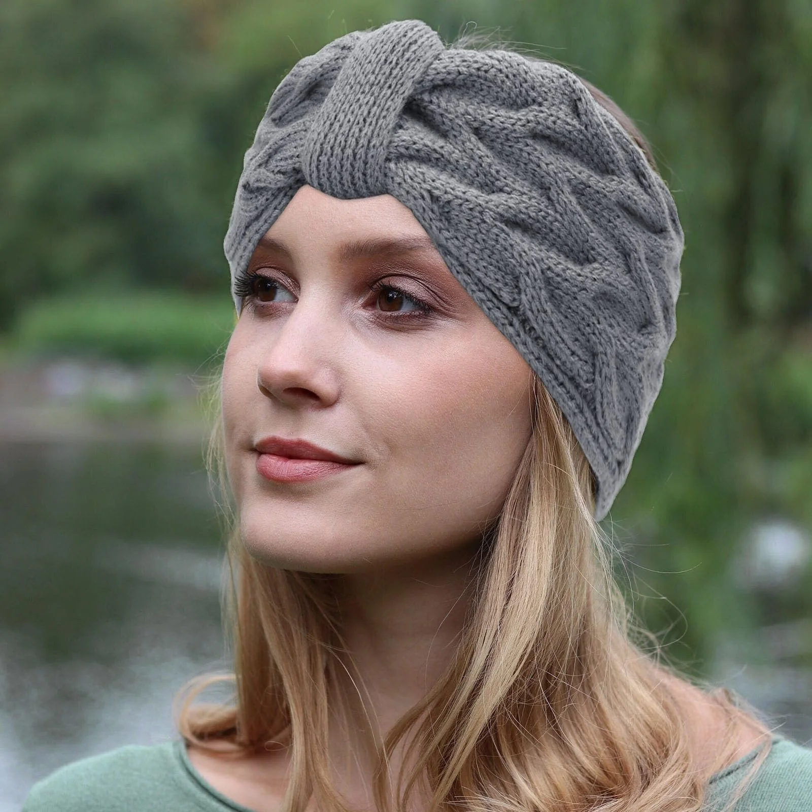 В'язана пов'язка на голову Pack of 2 No Brand Чорний + Сірий, фото №5