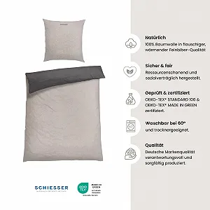 Постільна білизна Schiesser фланелева двостороння 100% бавовна synthetic.ua - Фото 1