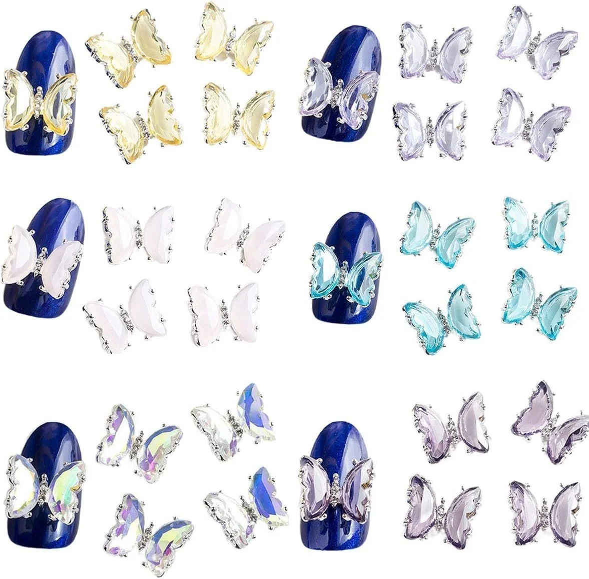 Стрази 3D Nagel Reize Kristall-метелики декорування, рукоділля, виготовлення ювелірних виробів (Група № 3, 30 шт.) Колір: Група №1 30 шт., фото №1