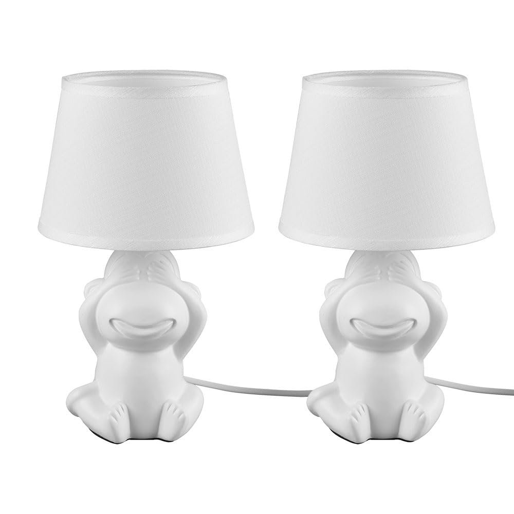 Настільна лампа etc-shop Monkey Мавпа Кераміка E14 17x27 см Біла Набір із 2 шт., фото №1