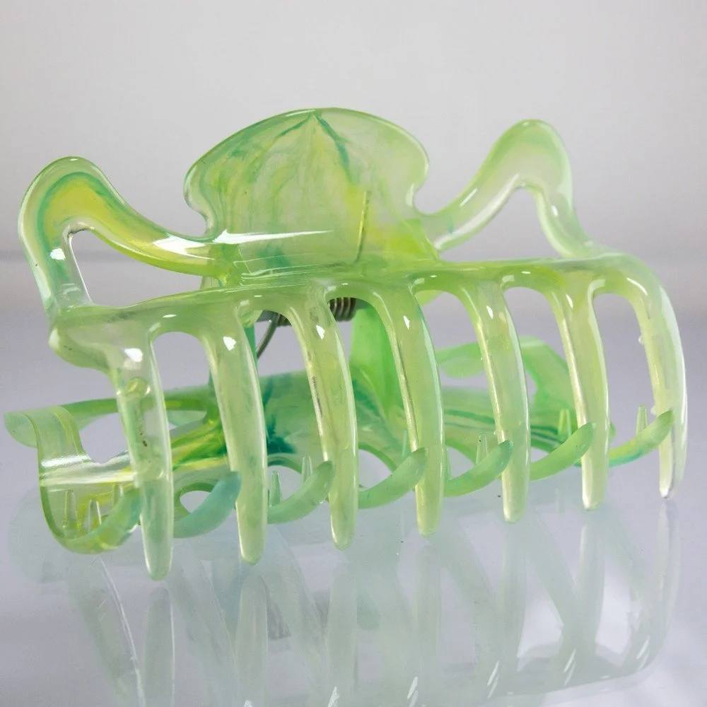 Заколка для волос большая WeLoveBeads 9 см зелено-желтая, сделано в Германии, 1 шт, фото №1